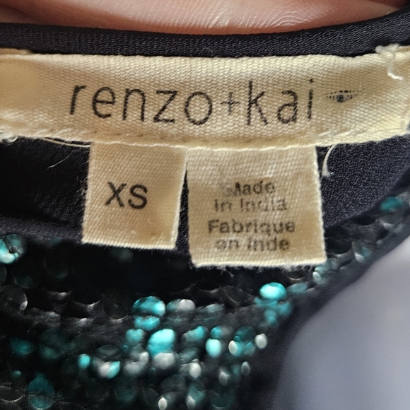 0006 Renzo + Kai Sequin Shift Dress Green Teal Black Mermaid Festival Size XS - Picture 7 of 14